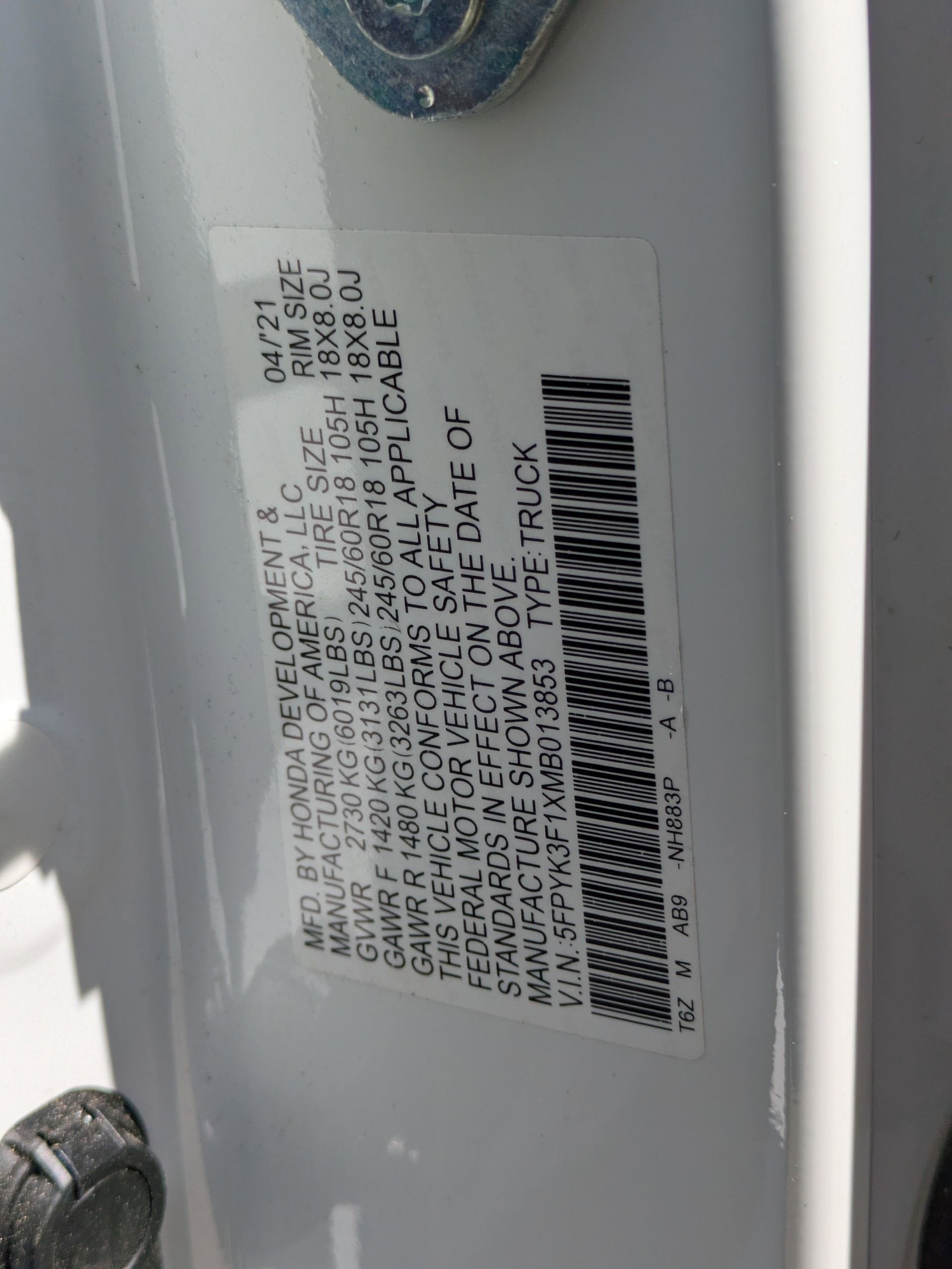 2021 Honda Ridgeline Sport