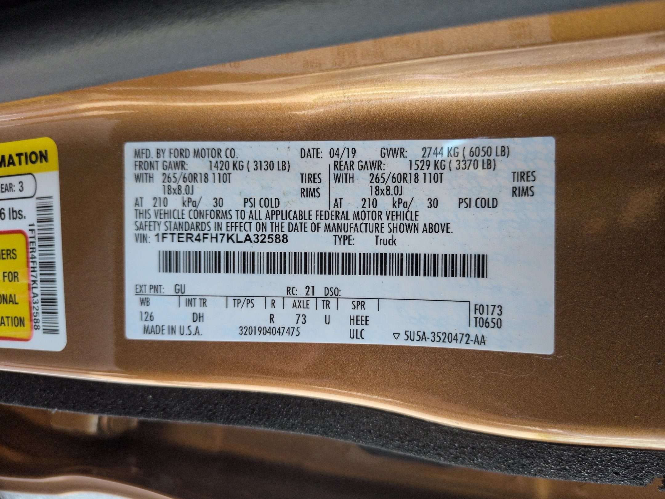 2019 Ford Ranger LARIAT